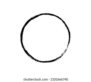 Ink circle frame. Grunge empty black box. Oval border. Rubber stamp imprint. Vector illustration isolated on white background.