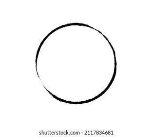 Ink circle frame. Grunge empty black box. Oval border. Rubber stamp imprint. Vector illustration isolated on white background.