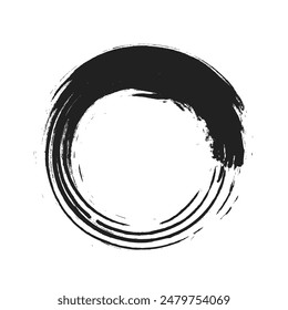 Ink circle in grunge brush style. Vector illustration