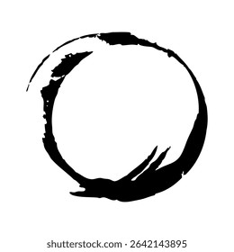 Ink circle icon. Hand drawn symbol. Grunge black ring. Vector artistic shape.
