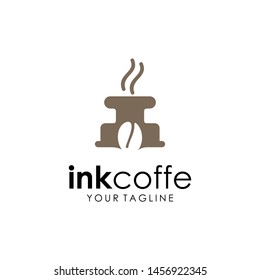 Ink Coffee Shop illustration design logo, 
 Simple Vector Coffe shop logo.