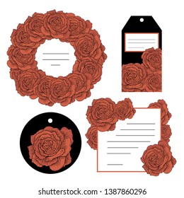 ink colorful flowers frames tag
