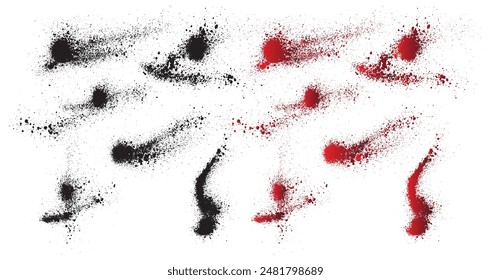 Ink creative black blood splatter vector set. Collection of red dripping blood paint. red paint background