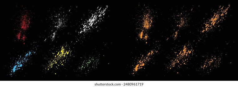 Ink creative paint brush stroke colorful blood splatter vector set. Blood spooky colorful crime brush stroke splatter splash vector set	