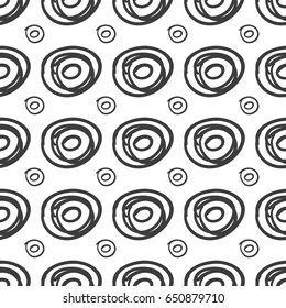 Ink different rounds sketch seamless pattern. Vector illustration
