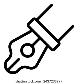 Ink dipper icon outline vector. Artwork writing instrument. Metallic script pencil
