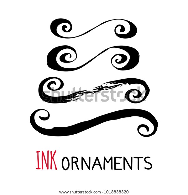 Ink dividers and ornaments. Hand painted\
decorations. Graphic design element for web sites, stationary\
printables, fabric, scrapbooking\
etc.