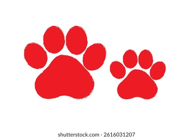 Ink Dog and cat Paw, grunge style vector, black dog's paw print .