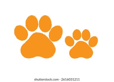 Ink Dog and cat Paw, grunge style vector, black dog's paw print .