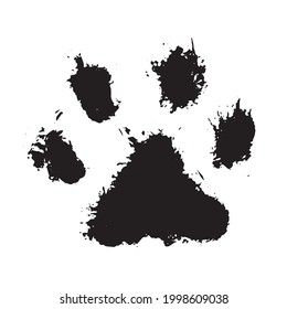 Ink Dog Paw, grunge style, Vector.