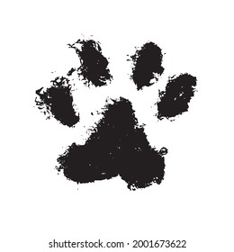  Ink Dog Paw, grunge style, Vector.