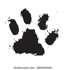  Ink Dog Paw, grunge style, Vector.