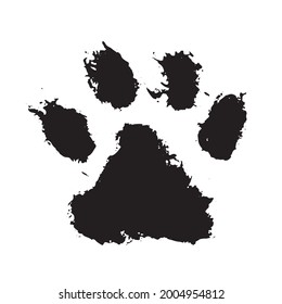  Ink Dog Paw grunge style, Vector.