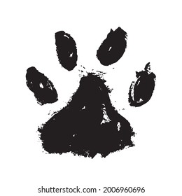  Ink Dog Paw, grunge style, Vector.
