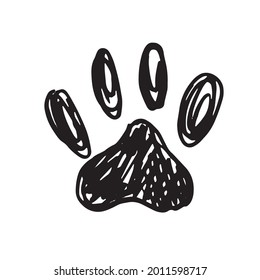 Ink Dog's Paw, Cat`s Paw, grunge style, Vector.	
