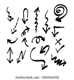 ink doodle arrow set vector illustration sketch hand drawn with black lines isolated on white background