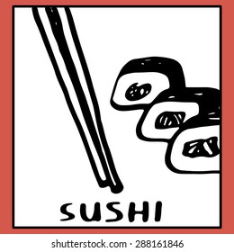 Ink doodle sushi in vector - for menu, poster and other