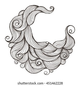 Ink doodle water or hair. Vector illustration.