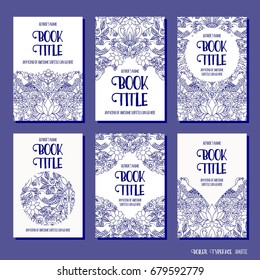 Ink drawing of birds - set of six hand drawn book cover templates
