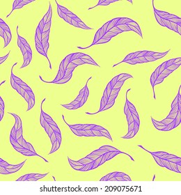 ink drawing black on white seamless feather pattern