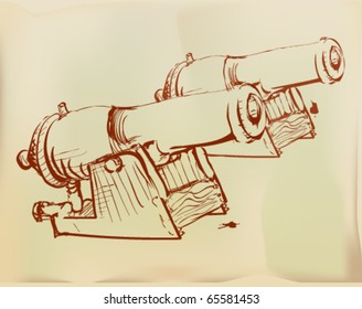 Ink drawing depicting the cannons