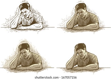 Ink drawing of depression/headache or stress