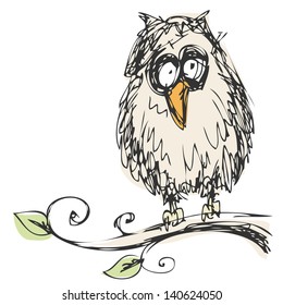 ink drawing doodle illustration of owl ink drawing owl wildlife animal bird branch leaf animals scare depression pets fauna art caricature painting wisdom understanding judgment intelligence illustrat