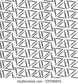 Ink drawing hand triangles simple white background seamless pattern