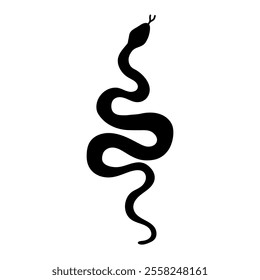 Ink drawing silhouette of a snake. Symbol of the year according to the Chinese calendar. Symbol of 2025. Vector illustration isolated on white background