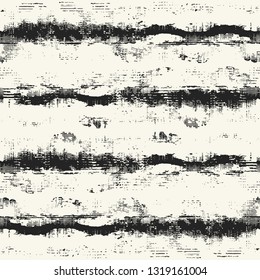 Ink Drawing Striped Textured Distressed Background. Seamless Pattern.