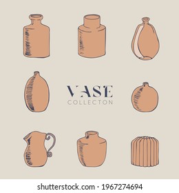 Ink drawing of vases Element for decoration, holiday, celebration, wedding, birthday, greeting, Thank you,  invitation, fashion, Beauty, Tattoo, use. 