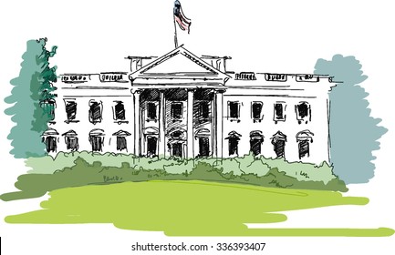Ink drawing White house