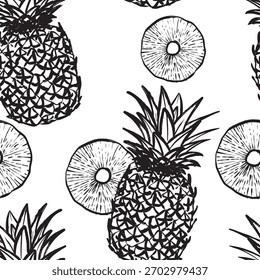 Dibujos de tinta con diseños de frutas tropicales para decoración