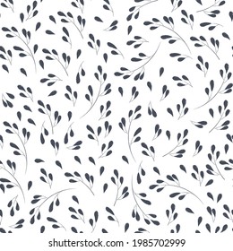 Ink drawn botanical seamless pattern