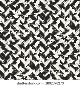 Ink Drawn Brushed Textured Distressed Herringbone Background. Seamless Pattern.