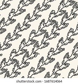 Ink Drawn Contoured Diagonal Plant Stripe Textured  Pattern.