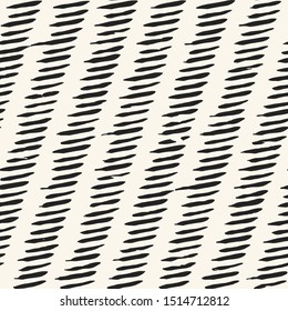 Ink Drawn Dashed Strokes Graphic Motif. Seamless Pattern.