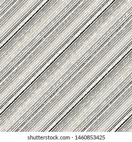 Ink Drawn Diagonal Stroke Textured Striped Background. Seamless Pattern. 