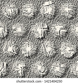 Ink Drawn Dots Grunge Graphic Motif. Seamless Pattern.