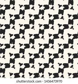 Ink Drawn Dotted Diagonal Zigzag Graphic Motif. Seamless Pattern.