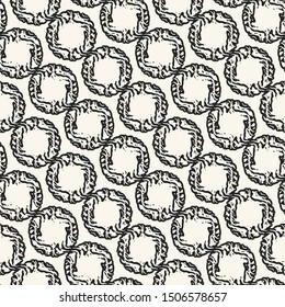 Ink Drawn Folk Ornate Dots. Seamless Pattern.