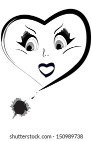 Ink drawn heart with blots. Vector. eps 8