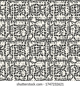 Ink Drawn Jungle Checked Pattern 