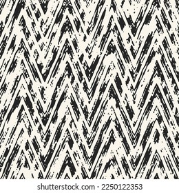 Ink Drawn Mottled Textured Chevron Pattern