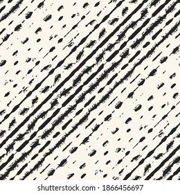 Ink Drawn Mottled Textured Diagonal Stripes Pattern