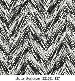 Ink Drawn Mottled Textured Herringbone Pattern