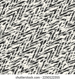 Ink Drawn Mottled Textured Zigzag Pattern