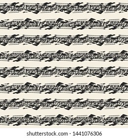 Ink Drawn Stripes Melange Effect Textured Background. Seamless Pattern.