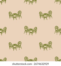 Ink drawn vector seamless repeat pattern in expressive freeform style. Coastal sea themed. Coffee table 