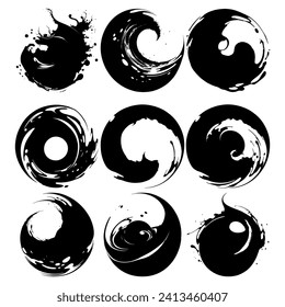 Láminas de tinta y salpicaduras manchas de tinta, gotas de agua, salpicaduras de agua, salpicaduras de pintura, derrame de pintura, mancha de pintura, ilustración de salpicaduras de tinta.